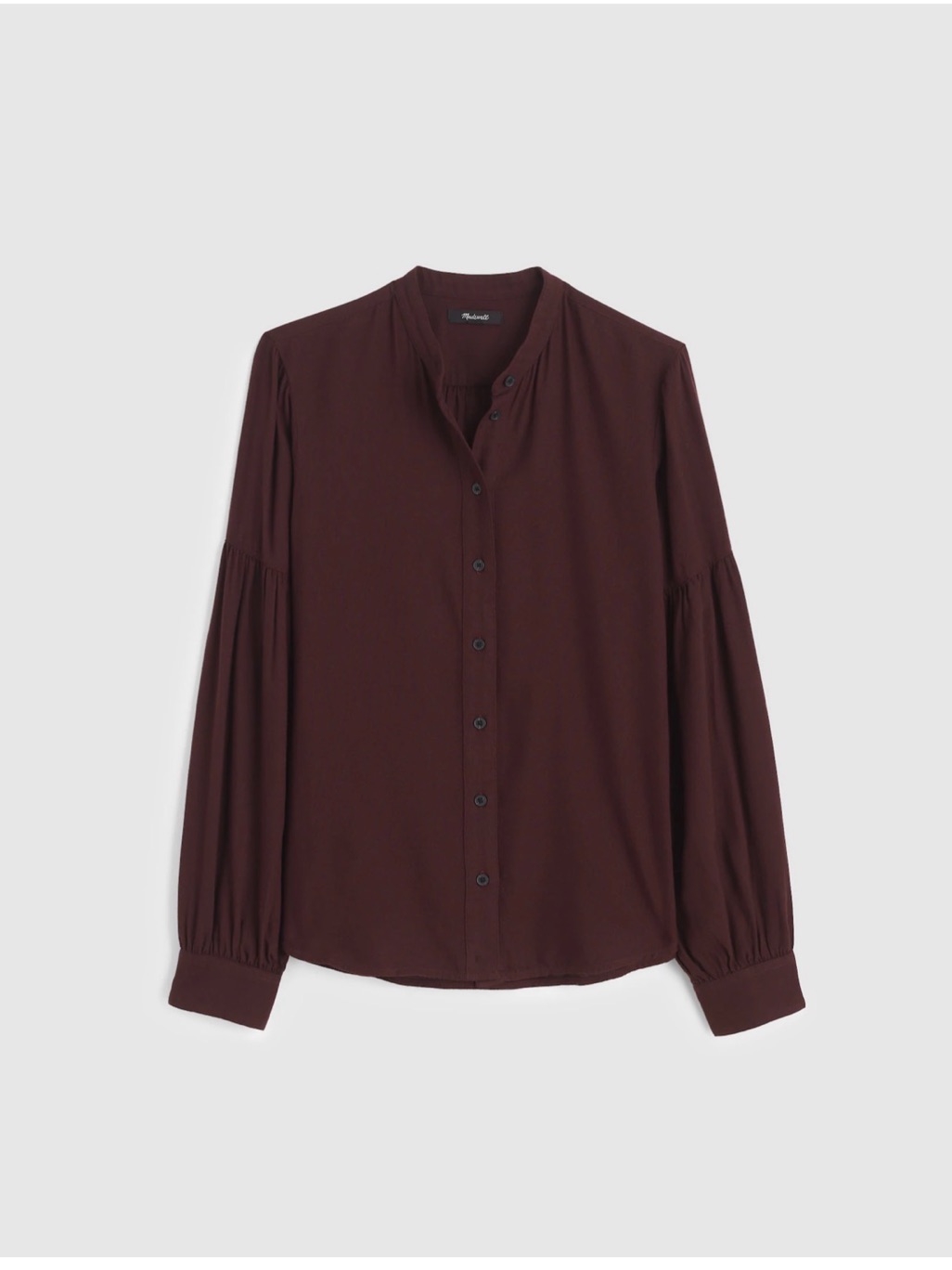 Nwt Madewell Stand-Collar Button-Up Shirt In Espresso Bean, Sz Small